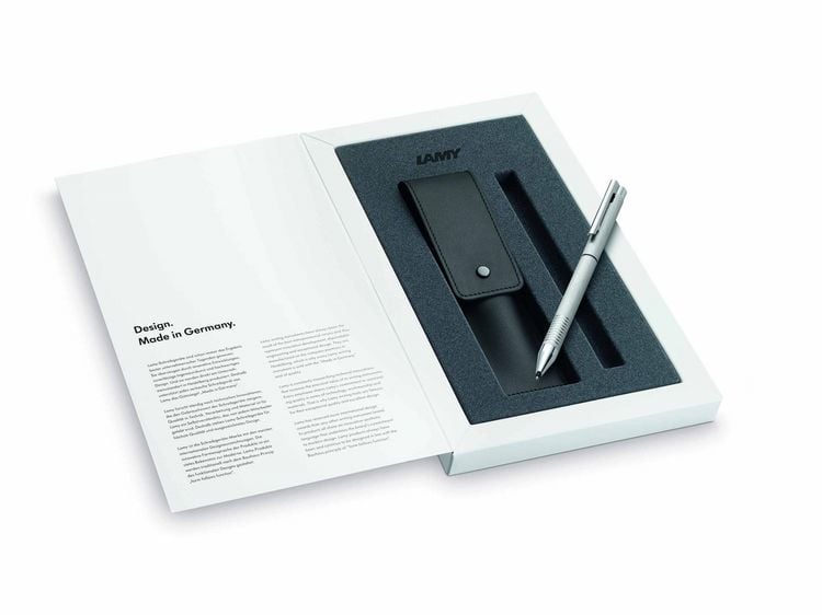 Produktbild: LAMY Kugelschreiber logo twin pen brushed im Lederetui