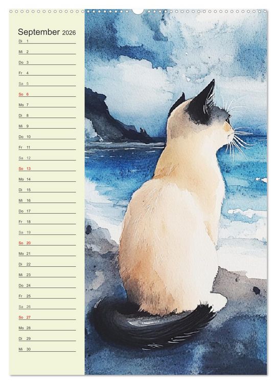 Produktbild: Bezaubernde Katzen. Miezen im lieblichen Aquarell-Stil (Wandkalender 2026 DIN A2 hoch), CALVENDO Monatskalender