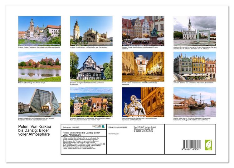 Produktbild: Polen. Von Krakau bis Danzig: Bilder voller Atmosph&auml;re (Wandkalender 2026 DIN A3 quer), CALVENDO Monatskalender