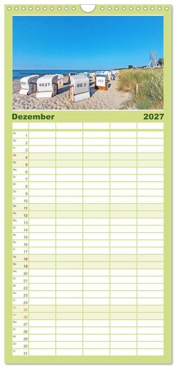 Produktbild: Familienplaner 2027 - Ostseebad K&uuml;hlungsborn. Erholung mit allen Sinnen mit 5 Spalten (Wandkalender, 21 x 45 cm) CALVENDO