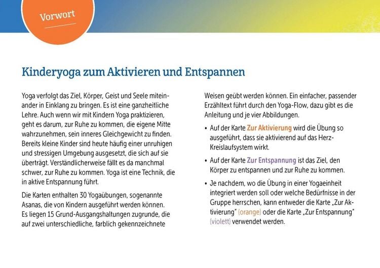 Produktbild: 30 Kinderyoga-Bildkarten zur Aktivierung und Entspannung