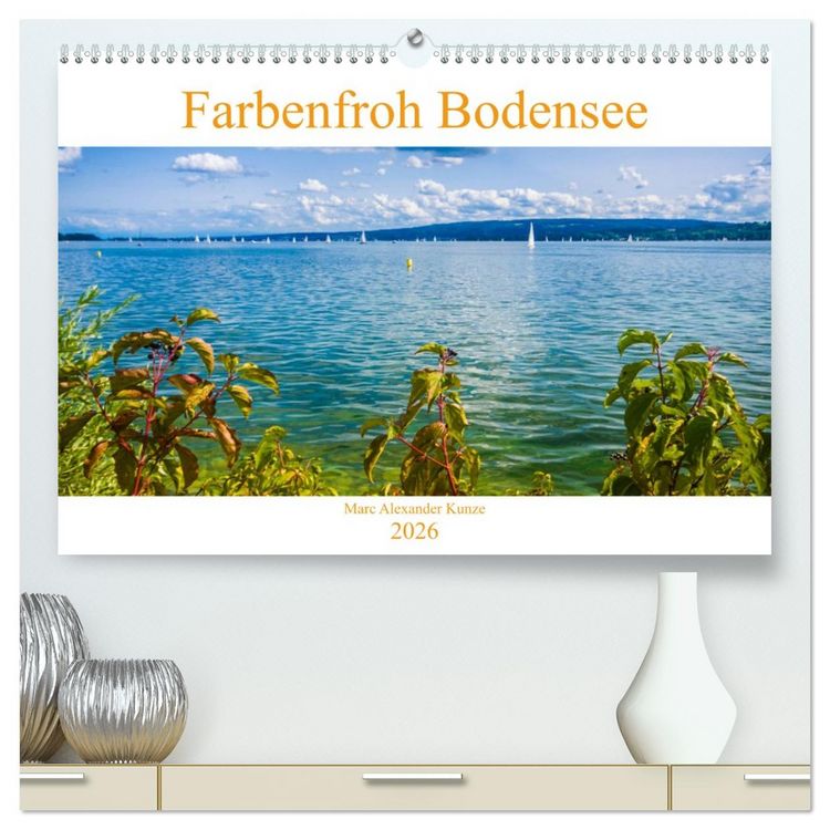Produktbild: Farbenfroh Bodensee (hochwertiger Premium Wandkalender 2026 DIN A2 quer), Kunstdruck in Hochglanz