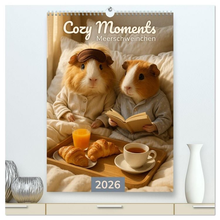 Produktbild: Cozy Moments - Meerschweinchen Kalender (hochwertiger Premium Wandkalender 2026 DIN A2 hoch), Kunstdruck in Hochglanz