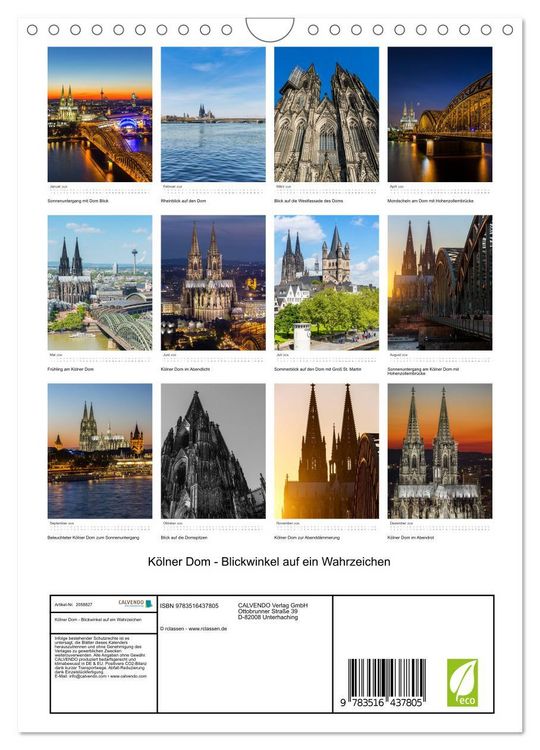 Produktbild: K&ouml;lner Dom - Blickwinkel auf ein Wahrzeichen (Wandkalender 2026 DIN A4 hoch), CALVENDO Monatskalender