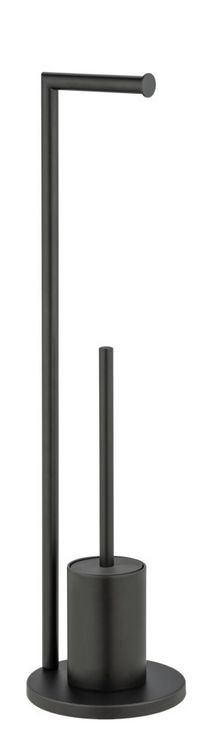 Produktbild: Stand WC-Garnitur Mod. Ferla, Schwarz, mit WC-Papierrollenhalter und WC-B&uuml;rste