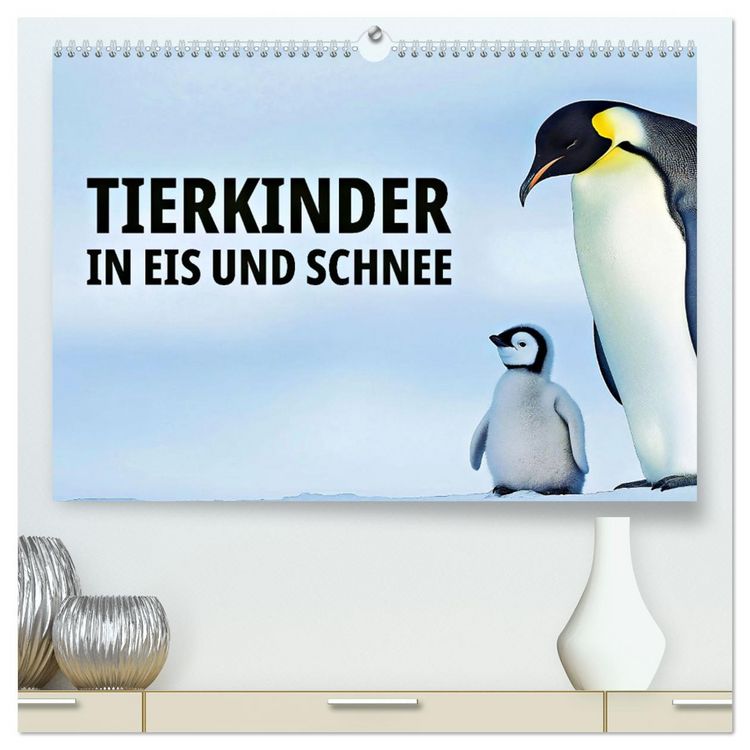 Produktbild: Tierkinder in Eis und Schnee (hochwertiger Premium Wandkalender 2026 DIN A2 quer), Kunstdruck in Hochglanz