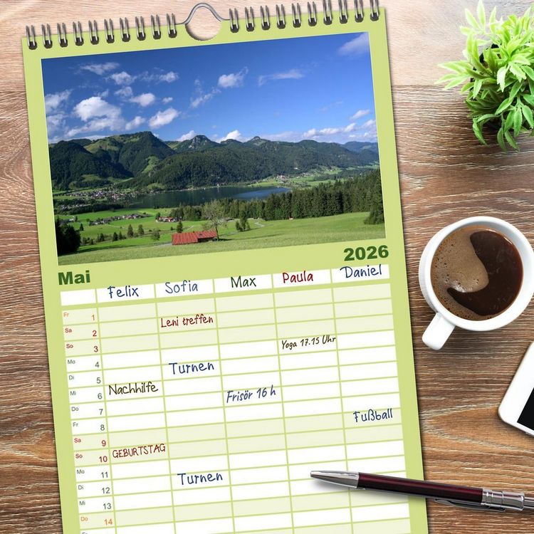 Produktbild: Familienplaner 2026 - Kaiserwinkl - Sommerbilder aus Tirol mit 5 Spalten (Wandkalender, 21 x 45 cm) CALVENDO