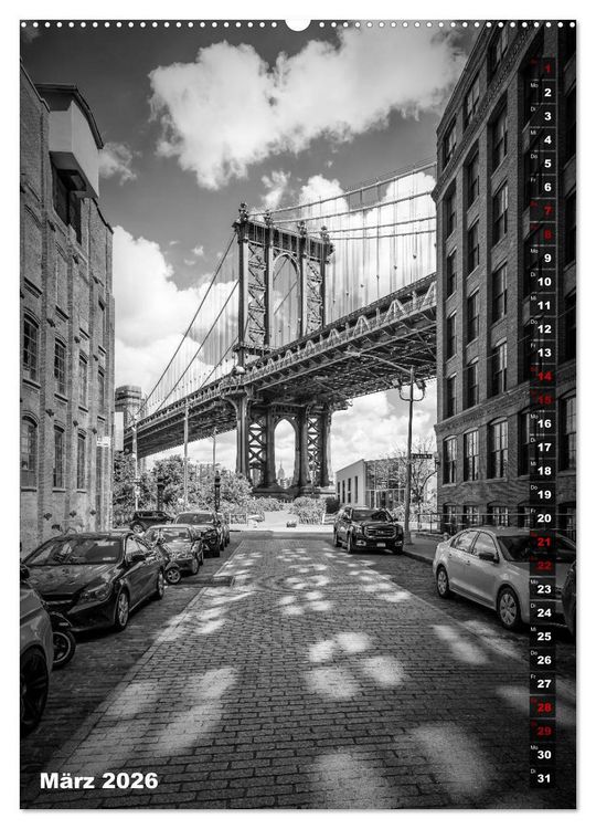 Produktbild: NEW YORK CITY Monochrome Stadtansichten (Wandkalender 2026 DIN A2 hoch), CALVENDO Monatskalender