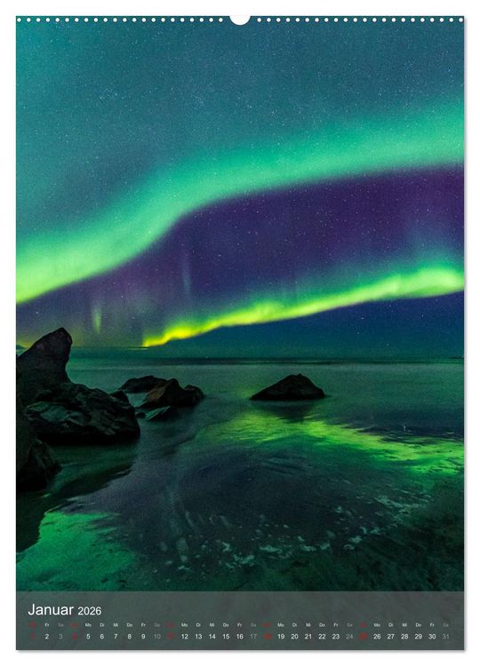 Produktbild: Aurora - Polarlicht des Nordens (hochwertiger Premium Wandkalender 2026 DIN A2 hoch), Kunstdruck in Hochglanz