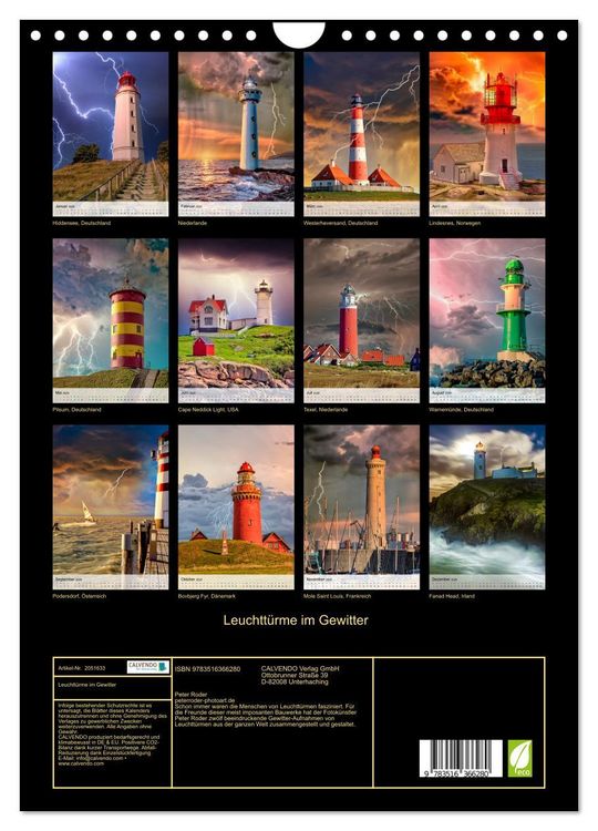 Produktbild: Leuchtt&uuml;rme im Gewitter (Wandkalender 2026 DIN A4 hoch), CALVENDO Monatskalender