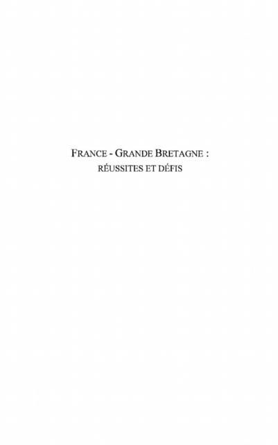Produktbild: France - grande-bretagne : reussites et