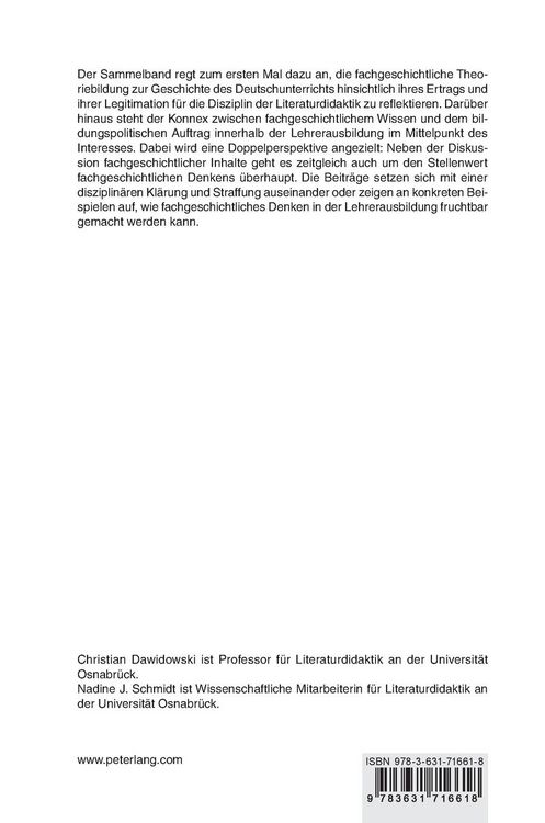 Produktbild: Fachgeschichte in der Literaturdidaktik