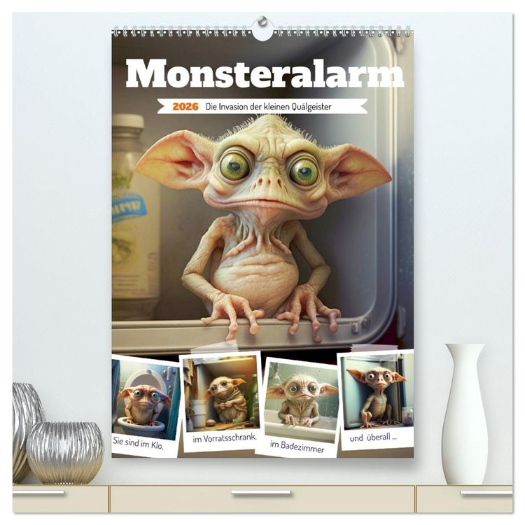 Produktbild: Monsteralarm. Die Invasion der kleinen Qu&auml;lgeister (hochwertiger Premium Wandkalender 2026 DIN A2 hoch), Kunstdruck in Hochglanz