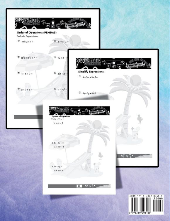 Produktbild: Summer Math Workbook | 8-9 Grade Bridge Building Activities