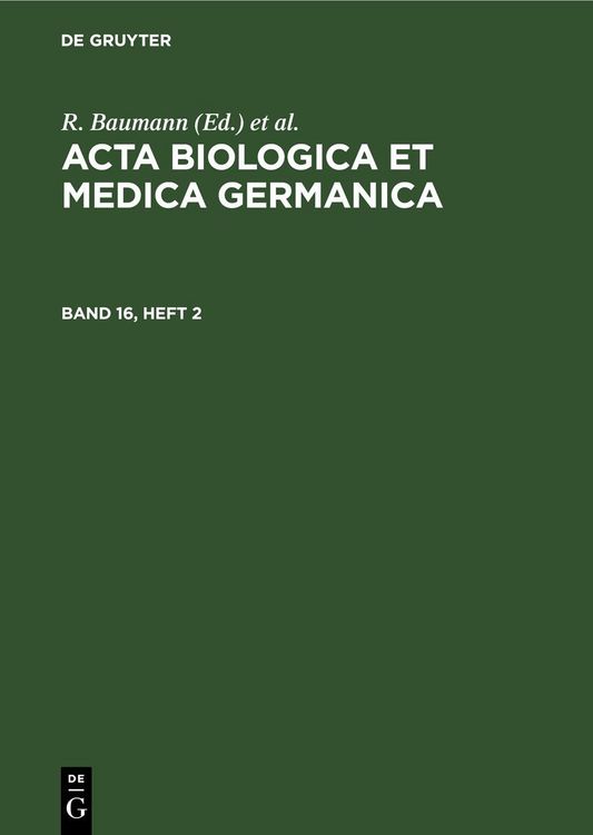 Produktbild: Acta Biologica et Medica Germanica. Band 16, Heft 2