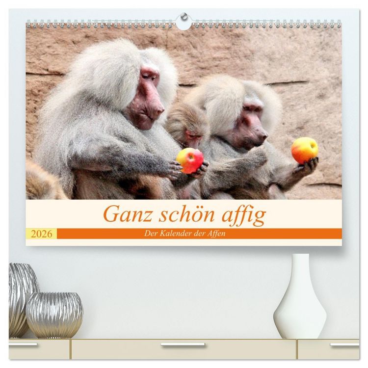 Produktbild: Ganz sch&ouml;n affig - Der Kalender der Affen (hochwertiger Premium Wandkalender 2026 DIN A2 quer), Kunstdruck in Hochglanz