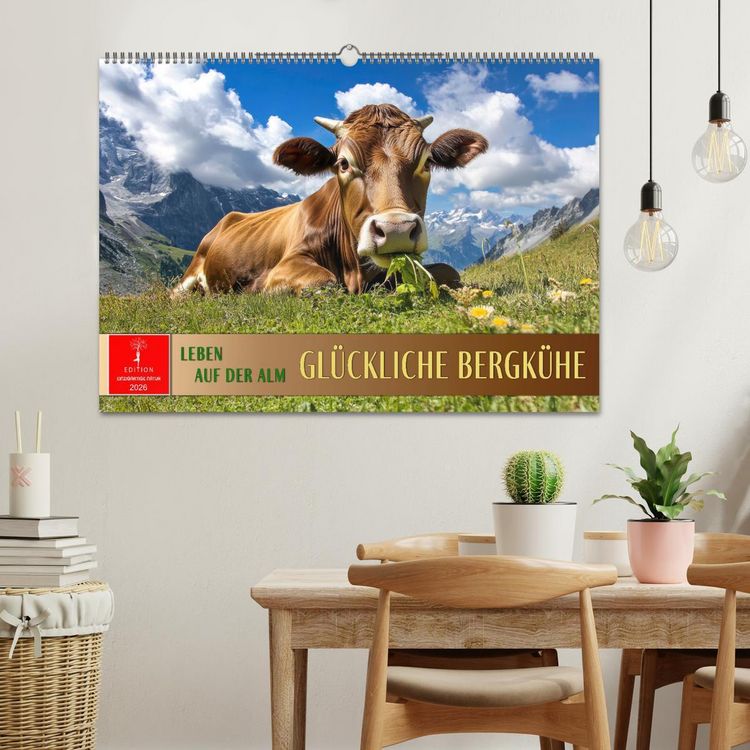 Produktbild: Gl&uuml;ckliche Bergk&uuml;he - Leben auf der Alm (Wandkalender 2026 DIN A2 quer), CALVENDO Monatskalender
