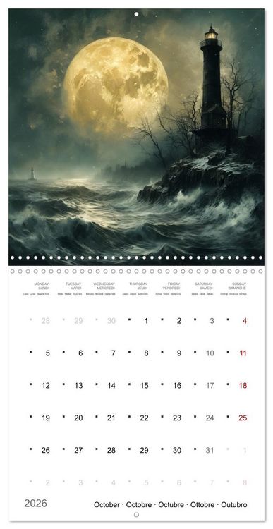 Produktbild: Phares romantiques (Calendrier mural carr&eacute; 2026 30x30 cm) Calendrier double avec une page pour vos prises de notes