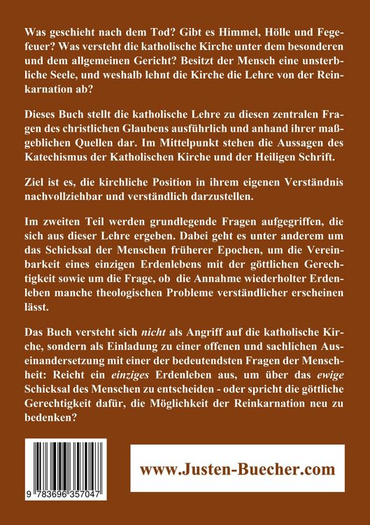 Produktbild: Die katholische Lehre &uuml;ber den J&uuml;ngsten Tag, das Leben nach dem Tod und die Frage der Reinkarnation