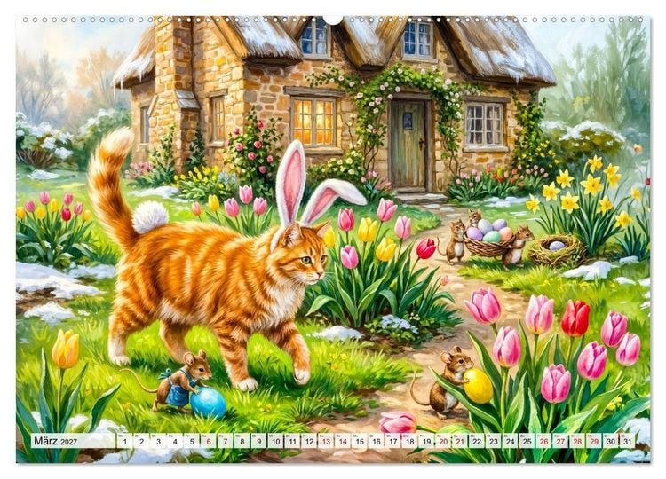 Produktbild: Katze und M&auml;use - Humorvolle Tiergeschichten (Wandkalender 2027 DIN A2 quer), CALVENDO Monatskalender