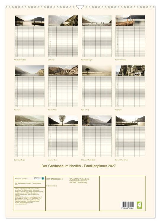 Produktbild: Der Gardasee im Norden - Familienplaner 2027 (Wandkalender 2027 DIN A2 hoch), CALVENDO Monatskalender