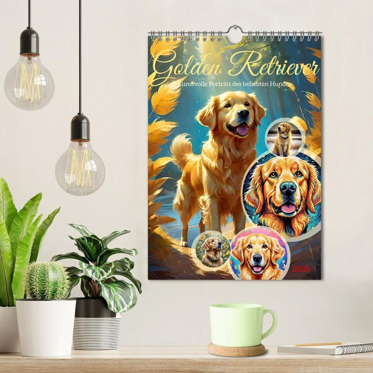 Produktbild: Golden Retriever. Kunstvolle Portr&auml;ts des beliebten Hundes (Wandkalender 2026 DIN A4 hoch), CALVENDO Monatskalender