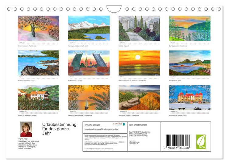 Produktbild: Urlaubsstimmung f&uuml;r das ganze Jahr (Wandkalender 2026 DIN A4 quer), CALVENDO Monatskalender