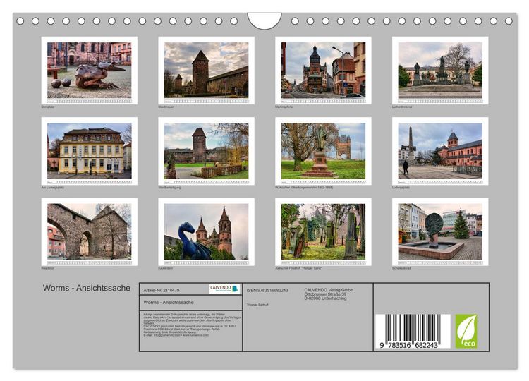 Produktbild: Worms - Ansichtssache (Wandkalender 2026 DIN A4 quer), CALVENDO Monatskalender