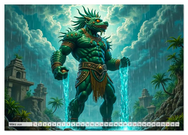Produktbild: Aztekische Mythologie - G&ouml;tter, Helden und Monster (Wandkalender 2026 DIN A4 quer), CALVENDO Monatskalender