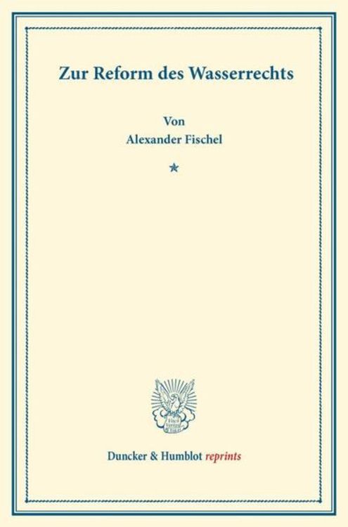 Produktbild: Zur Reform des Wasserrechts.