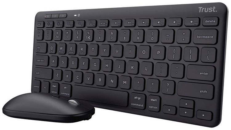 Produktbild: Trust Lyra WL Bluetooth&reg;, Funk Tastatur, Maus-Set Wiederaufladbar, Ger&auml;uscharme Tasten, Spritzwassergesch&uuml;tzt, Multimediatasten