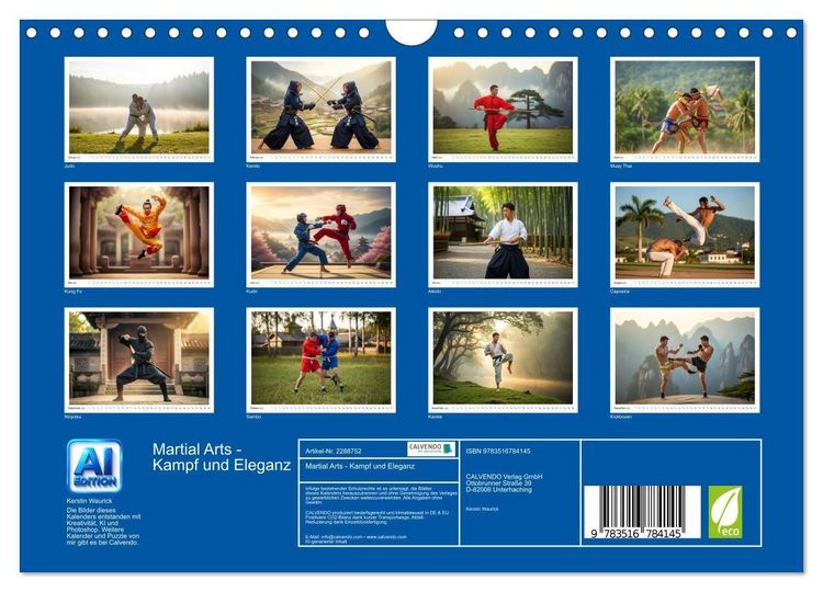 Produktbild: Martial Arts - Kampf und Eleganz (Wandkalender 2027 DIN A4 quer), CALVENDO Monatskalender