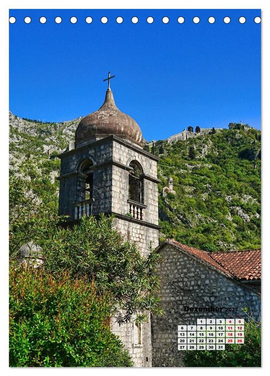 Produktbild: Kirchen rund um die Bucht von Kotor und in Budva (Tischkalender 2027 DIN A5 hoch), CALVENDO Monatskalender