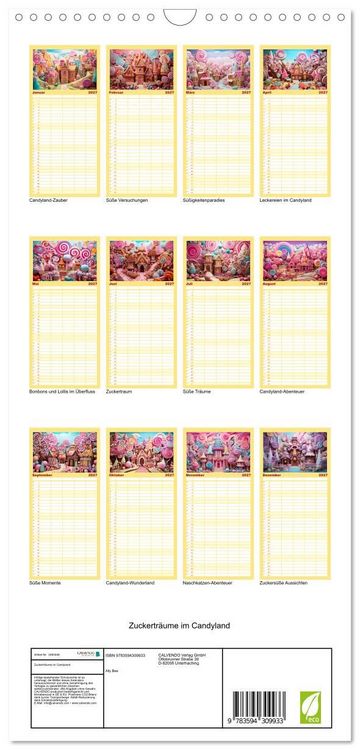 Produktbild: Familienplaner 2027 - Zuckertr&auml;ume im Candyland mit 5 Spalten (Wandkalender, 21 x 45 cm) CALVENDO