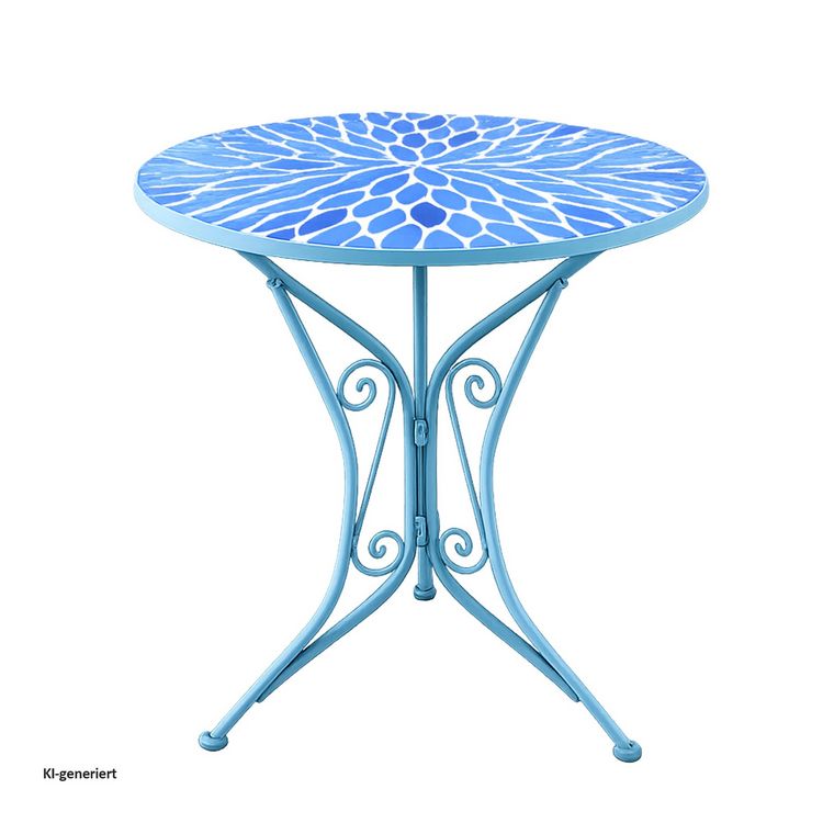HTI-Living Gartentisch Metall Blau mit Blütenmotiv Gartentisch Metall Blau mit Blütenmotiv kaufen