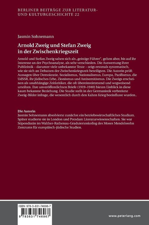 Produktbild: Arnold Zweig und Stefan Zweig in der Zwischenkriegszeit