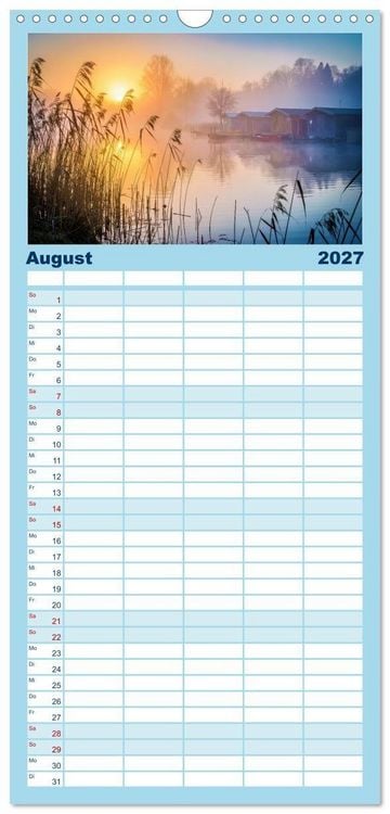 Produktbild: Familienplaner 2027 - Malerische Seenlandschaft mit 5 Spalten (Wandkalender, 21 x 45 cm) CALVENDO