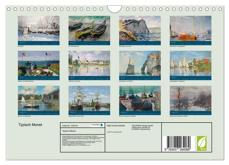 Produktbild: Typisch Monet (Wandkalender 2026 DIN A4 quer), CALVENDO Monatskalender