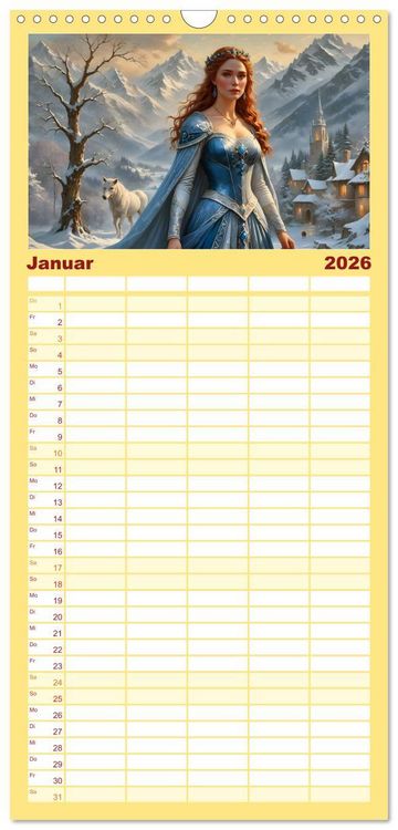 Produktbild: Familienplaner 2026 - Unsterbliche Mythen des Nordens mit 5 Spalten (Wandkalender, 21 x 45 cm) CALVENDO