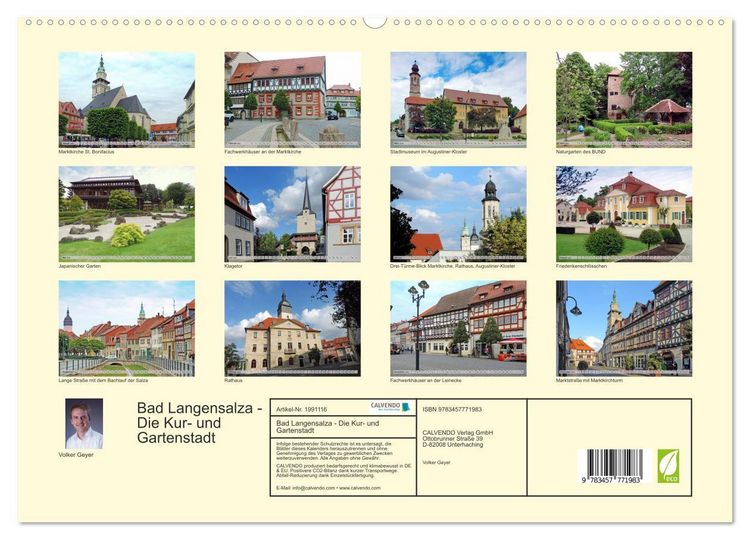 Produktbild: Bad Langensalza - Die Kur- und Gartenstadt (hochwertiger Premium Wandkalender 2026 DIN A2 quer), Kunstdruck in Hochglanz