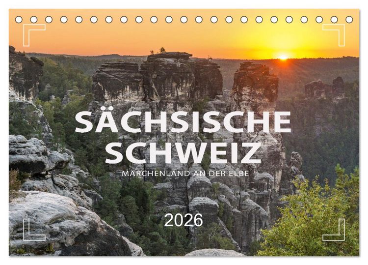 Produktbild: S&Auml;CHSISCHE SCHWEIZ - M&auml;rchenland an der Elbe (Tischkalender 2026 DIN A5 quer), CALVENDO Monatskalender