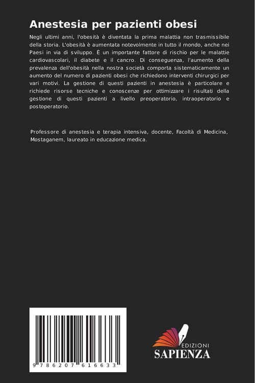 Produktbild: Anestesia per pazienti obesi