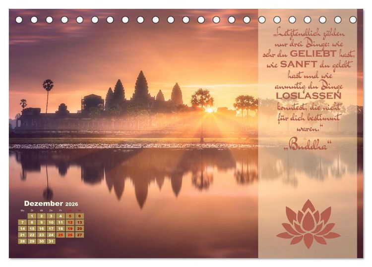 Produktbild: Erleuchtende Worte, Lebensweisheiten von Gautama Buddha by VogtArt (Tischkalender 2026 DIN A5 quer), CALVENDO Monatskalender