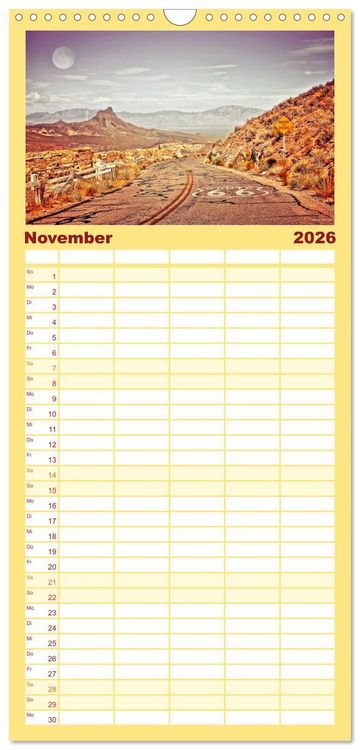 Produktbild: Familienplaner 2026 - Nostalgie auf 2451 Meilen - Route 66 mit 5 Spalten (Wandkalender, 21 x 45 cm) CALVENDO