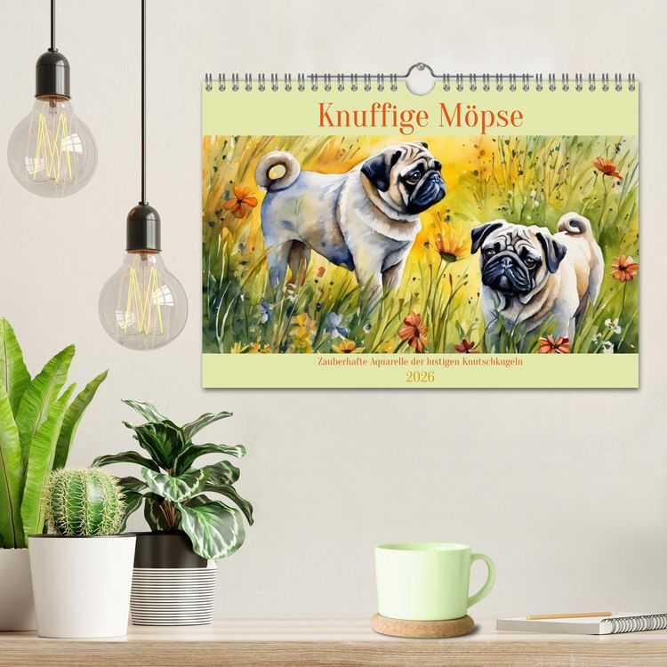 Produktbild: Knuffige M&ouml;pse (Wandkalender 2026 DIN A4 quer), CALVENDO Monatskalender