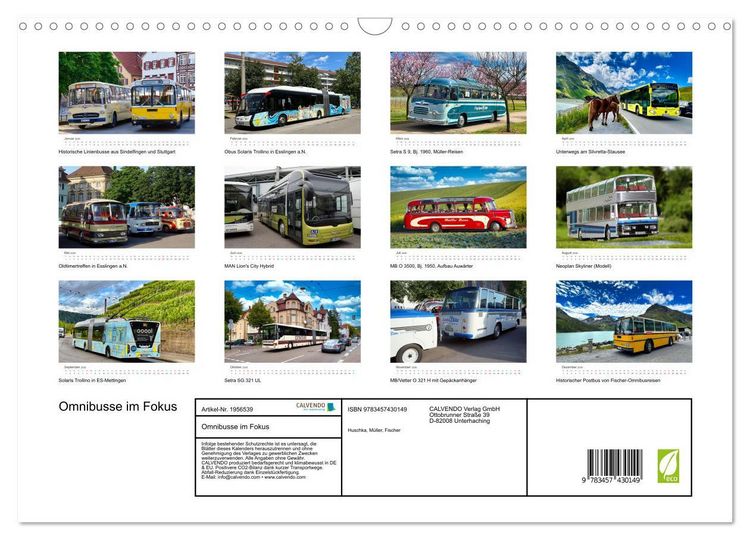 Produktbild: Omnibusse im Fokus (Wandkalender 2026 DIN A3 quer), CALVENDO Monatskalender