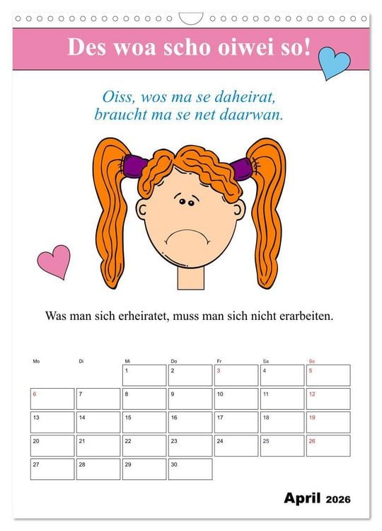 Produktbild: So a Schmarrn! Bairische Mundart (Wandkalender 2026 DIN A3 hoch), CALVENDO Monatskalender