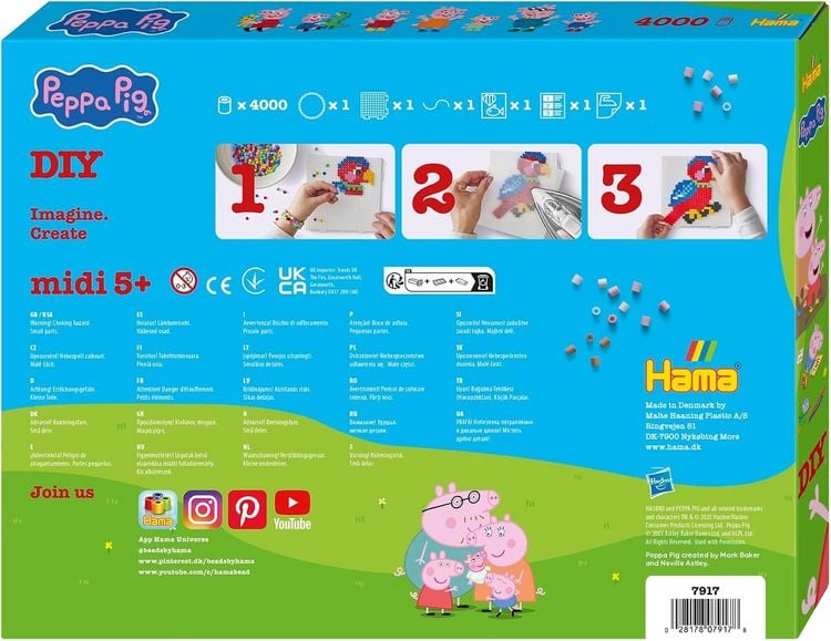 Produktbild: Hama 7917 - DIY B&uuml;gelperlen Midi 5+, Motiv Peppa Pig, Geschenkpackung, 4000 St&uuml;ck