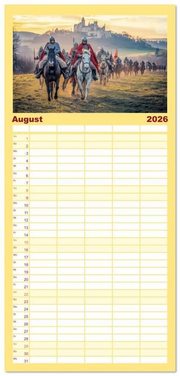 Produktbild: Familienplaner 2026 - Tempelritter - Ein m&auml;chtiger Ritterorden mit 5 Spalten (Wandkalender, 21 x 45 cm) CALVENDO
