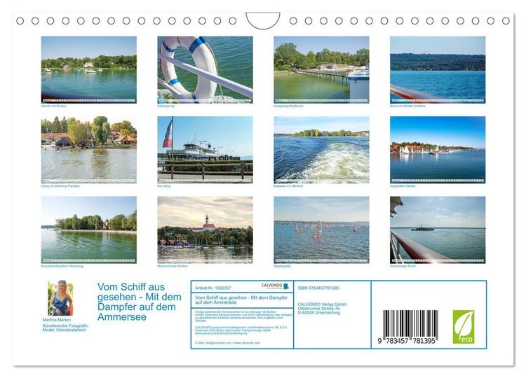 Produktbild: Vom Schiff aus gesehen - Mit dem Dampfer auf dem Ammersee (Wandkalender 2026 DIN A4 quer), CALVENDO Monatskalender